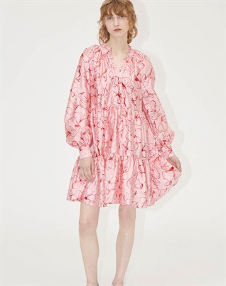 Tier Voluminous Mini Kjole - Foil Foliage